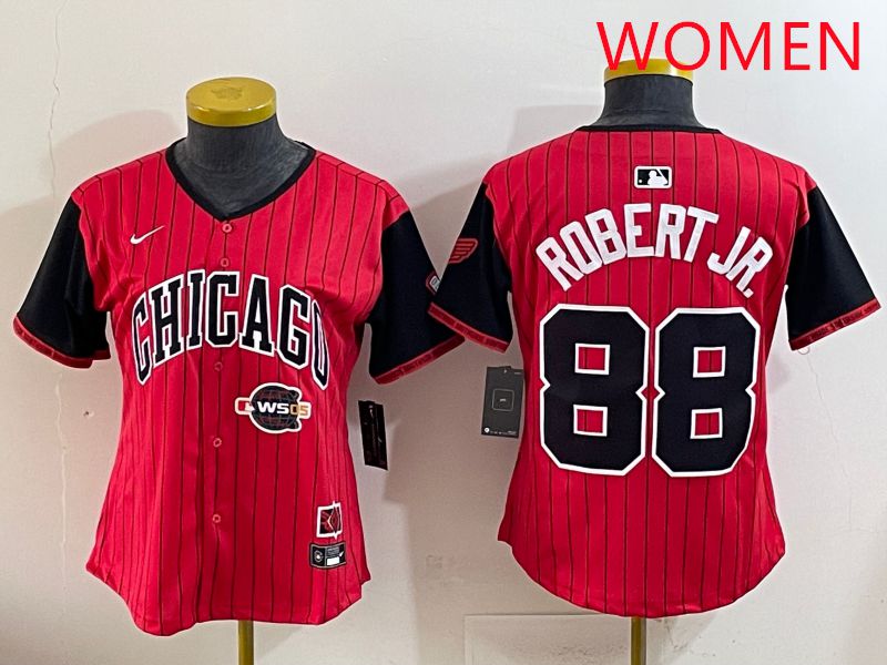 Women 2025 Chicago White Sox #88 Robert jr Red Joint Name Nike MLB Jersey style 12